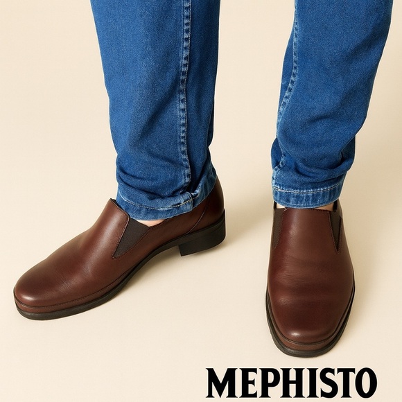 Mephisto Shoes - Mephisto Air-Jet Leather Slip on Loafer Low Heel Burgundy Sz 7.5
